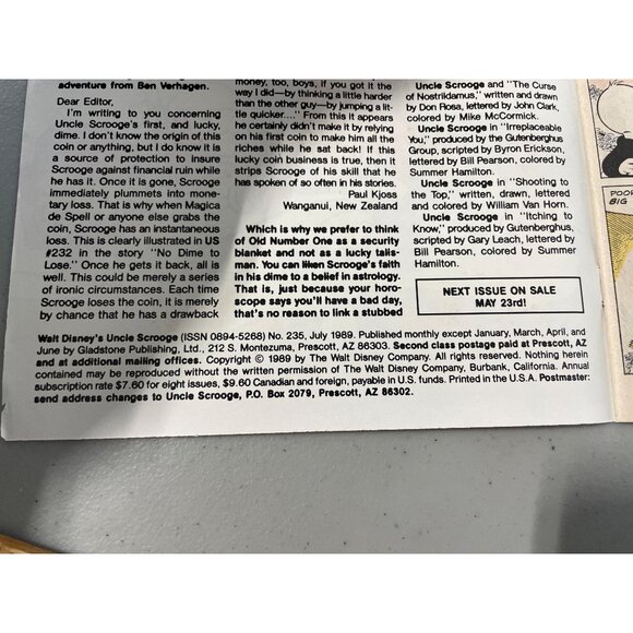 Gladstone Walt Disneys Uncle Scrooge #235 July 1989 Comics Bagged & Boarded - Picture 3 of 6